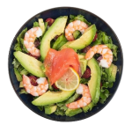 Salade de crevettes saumon avocat